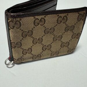 Gucci Monogram canvas bifold wallet w D Ring